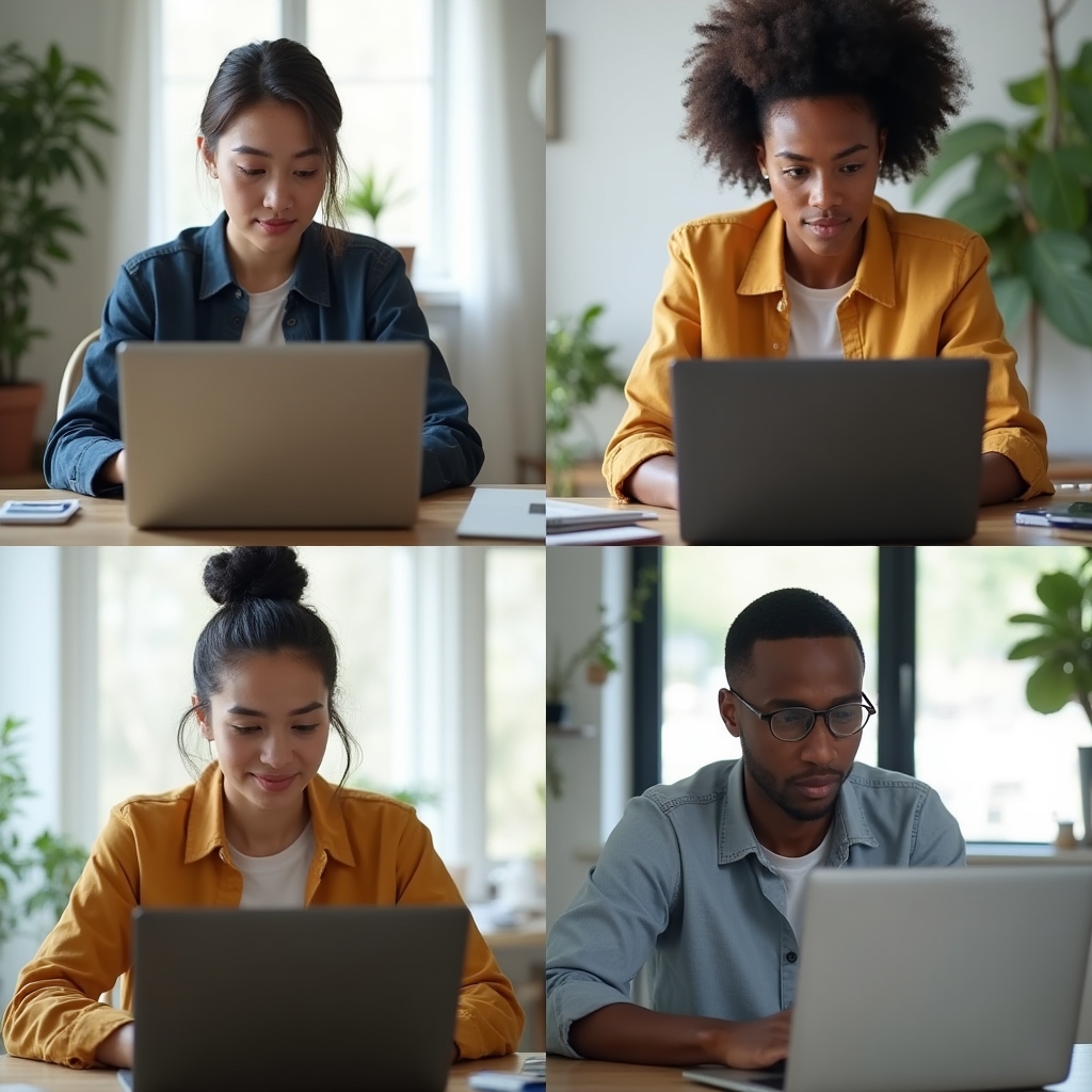 Grupo de jóvenes conectados en un webinar sobre economía doméstica